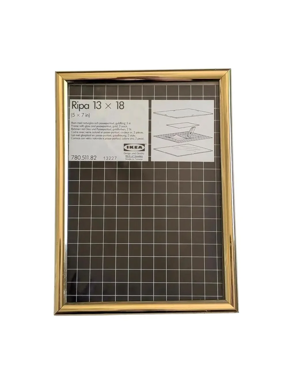 1990s Vintage IKEA Ripa Gold Frame - 5 x 7 Size